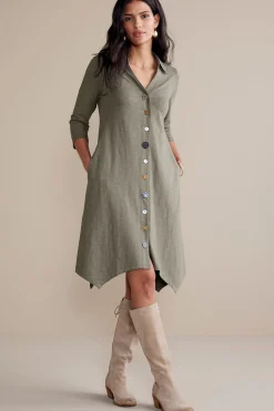 Soft Surroundings 3/4 Sleeve Danielle Button Dress><noscript><img width=