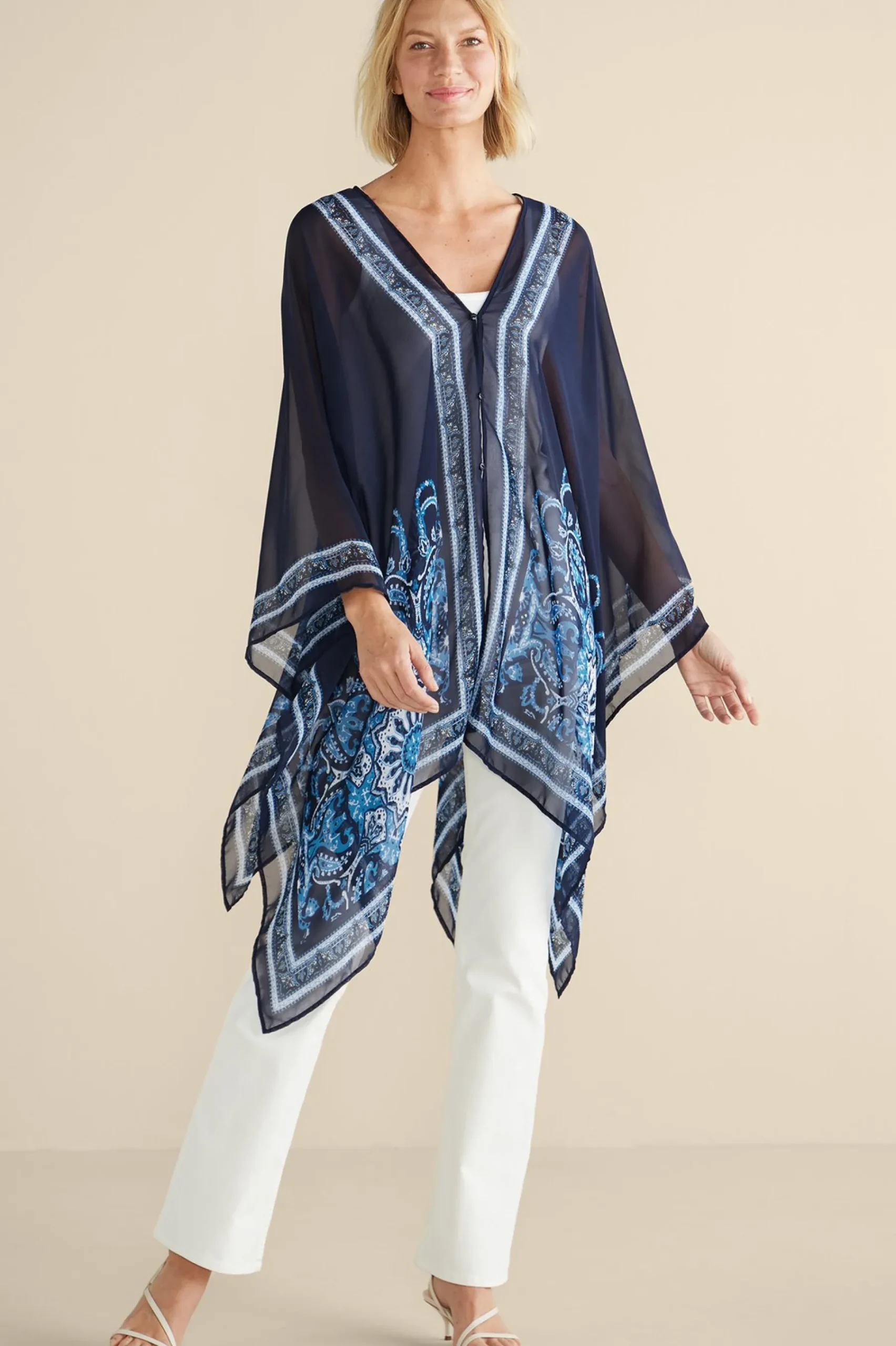 Soft Surroundings Aleta Poncho Topper> Into The Blues|Vacation Shop