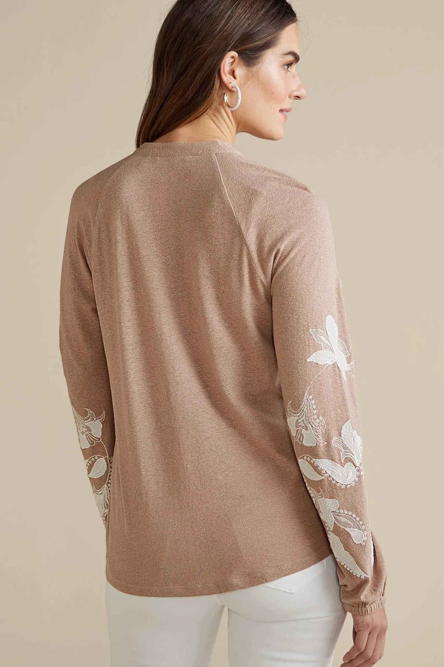 Soft Surroundings Alva Embroidered Knit Top> Feminine Flourish|Global Artistry