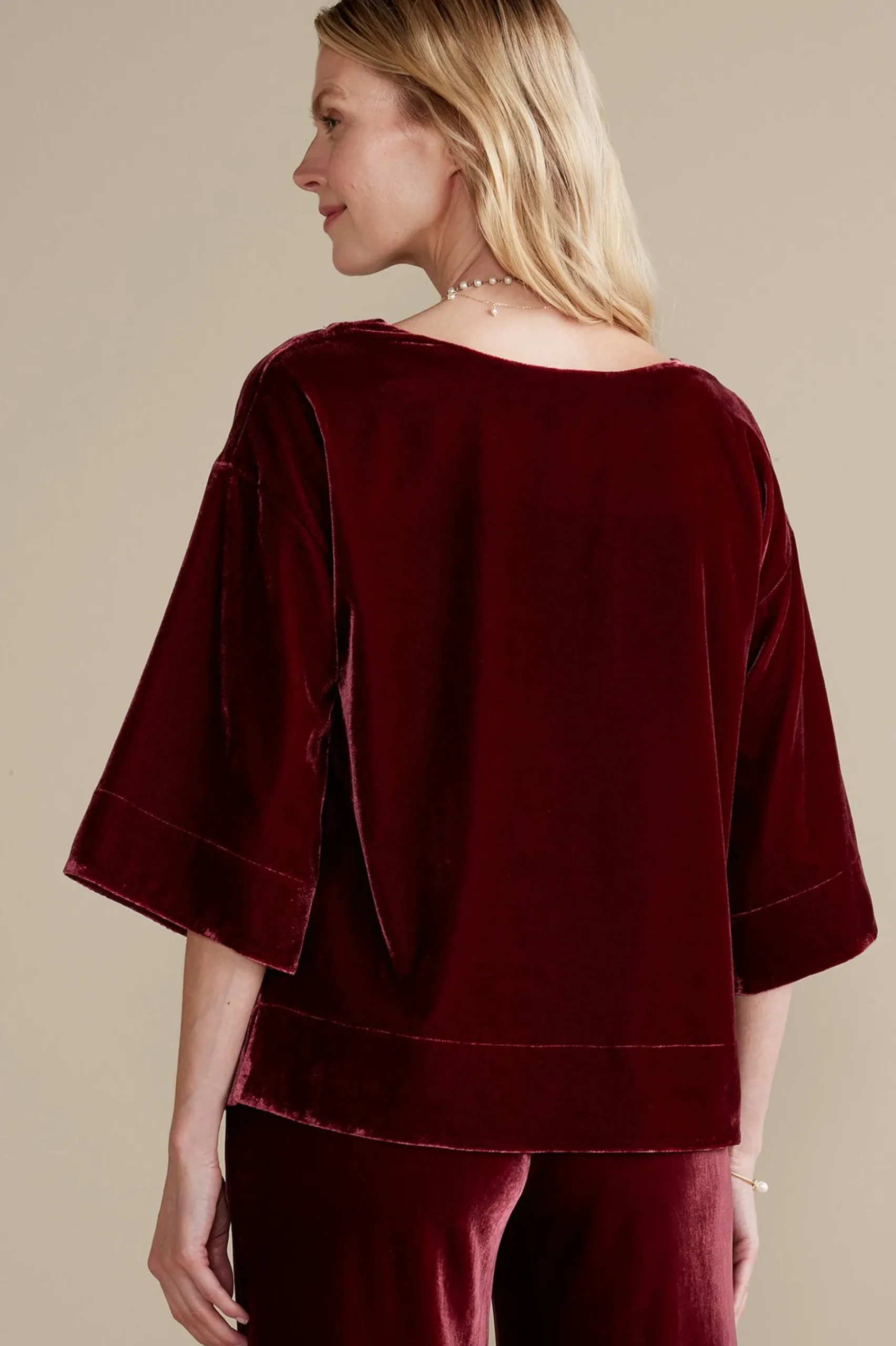 Soft Surroundings Aria Velvet Top> EVelvet Styles|three quarter length