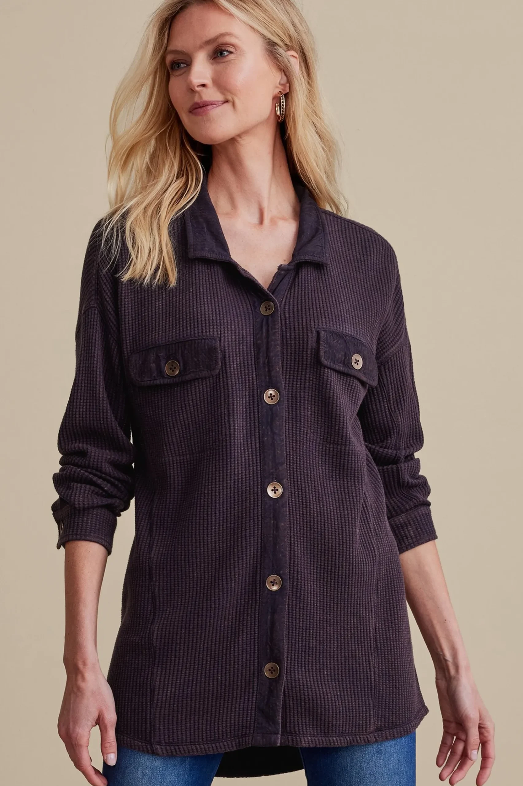 Soft Surroundings Audra Waffle Tunic> long sleeve|shirts
