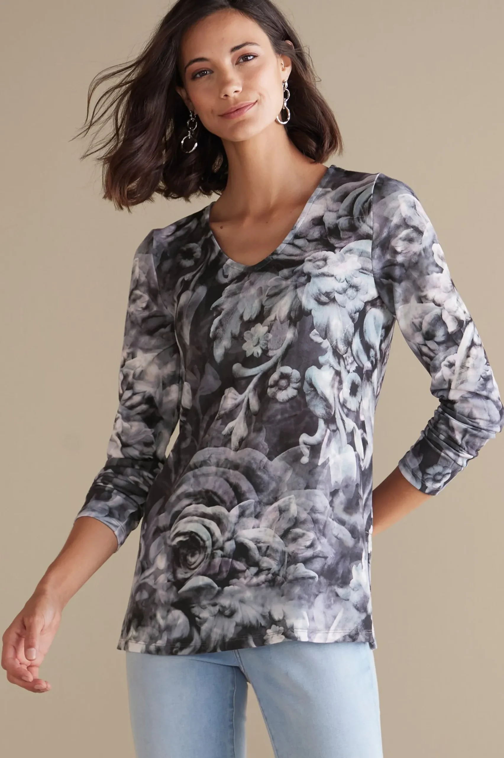 Soft Surroundings Aviana Top> long sleeve|prints