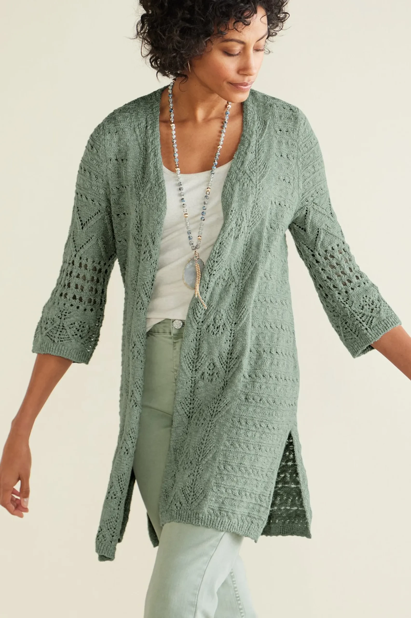 Soft Surroundings Calistoga Pointelle Cardigan> Feminine Flourish|Vacation Shop