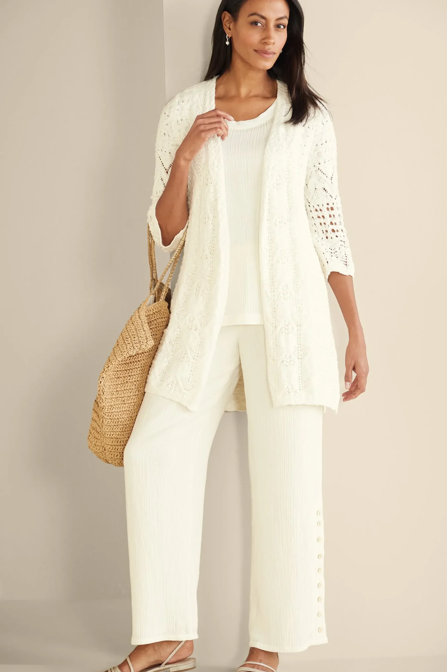 Soft Surroundings Calistoga Pointelle Cardigan> Feminine Flourish|Vacation Shop