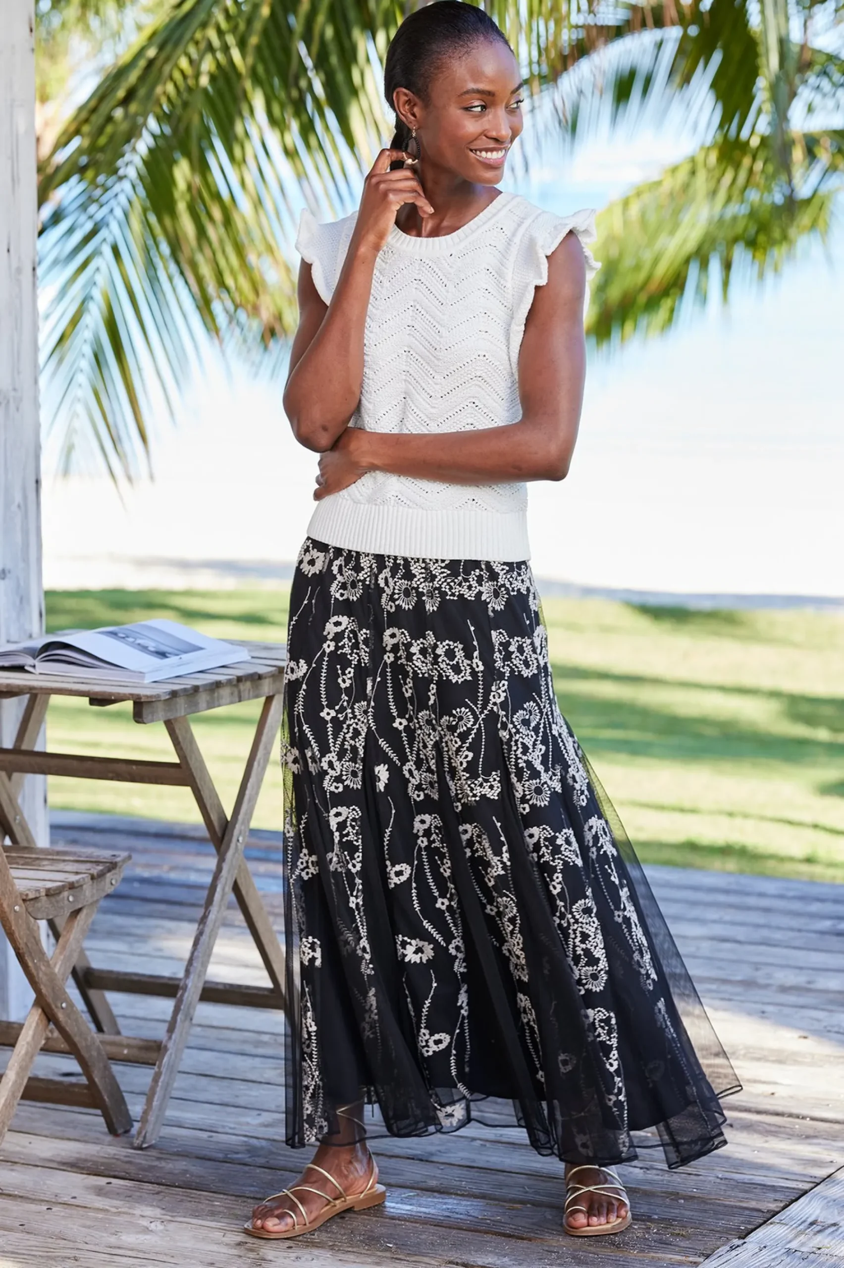 Soft Surroundings Celina Flutter Sleeve Sweater> Sweaters & Cardigans|sleeveless