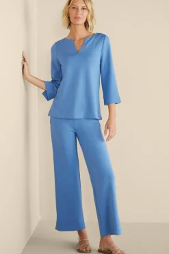 Soft Surroundings Ceri Knit Wide-Leg Pants> Into The Blues|full length