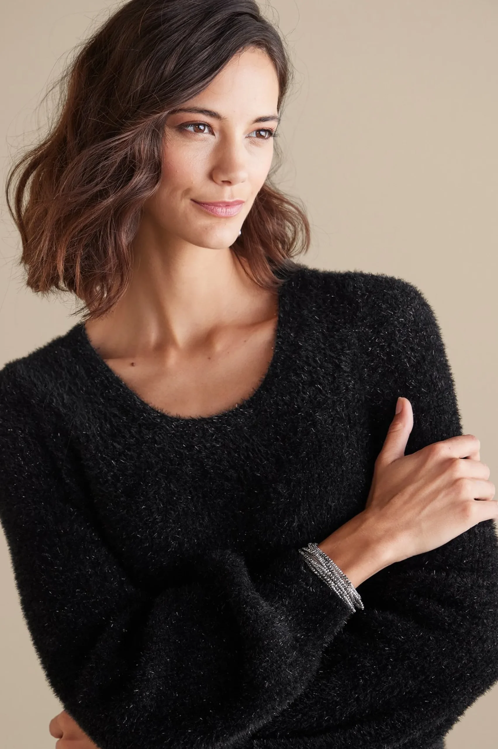 Soft Surroundings Ciara Sparkle Sweater> Sweaters & Cardigans|long sleeve