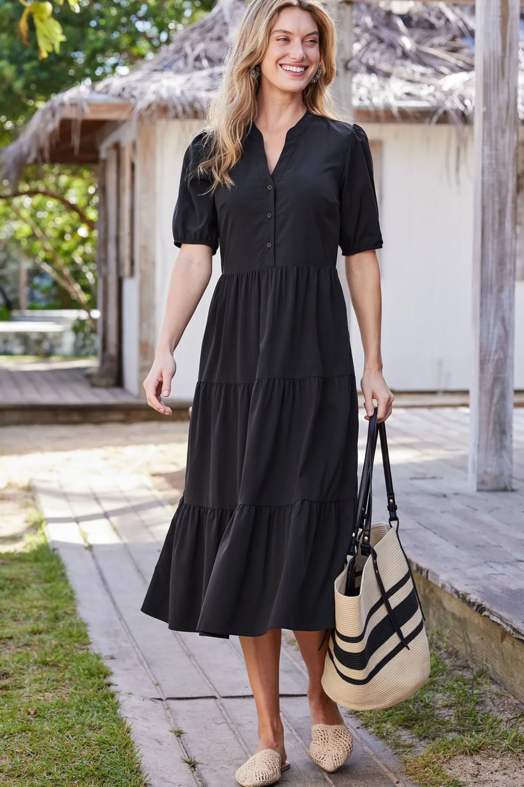 Soft Surroundings Claudia Midi Dress> solids|mid-length