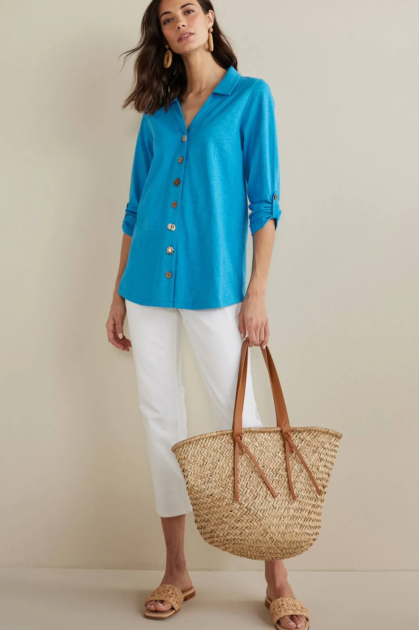 Soft Surroundings Danielle 3/4 Sleeve Tunic> Vacation Shop|three quarter length
