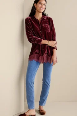 Soft Surroundings Eden Velvet & Lace Shirt> Everyday Styles|EVelvet Styles