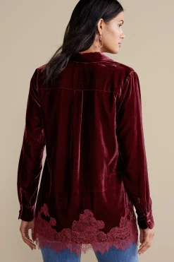 Soft Surroundings Eden Velvet & Lace Shirt><noscript><img width=