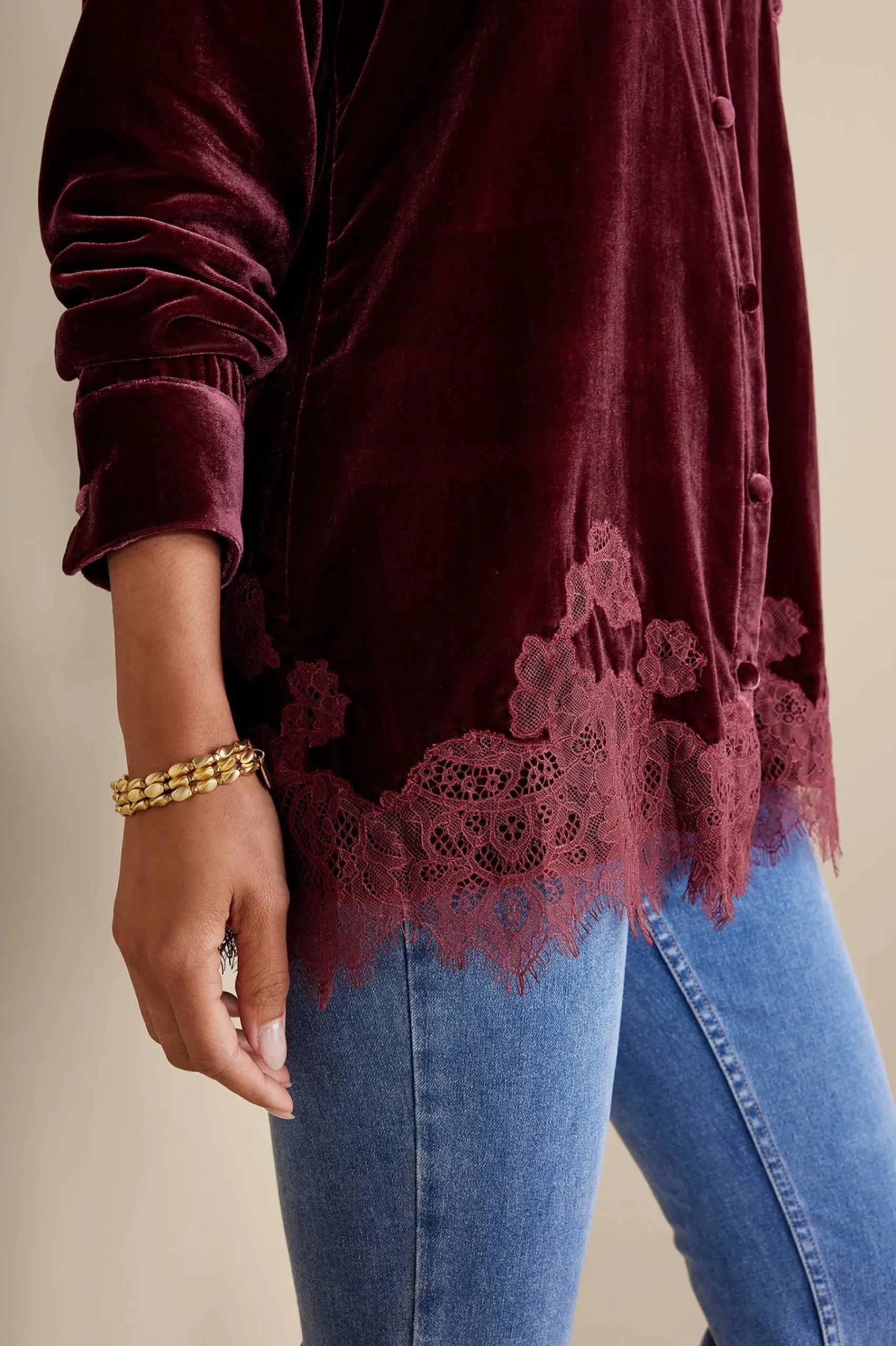 Soft Surroundings Eden Velvet & Lace Shirt> Everyday Styles|EVelvet Styles