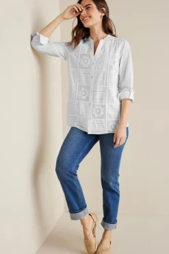 Soft Surroundings Eleanor Crochet Shirt> long sleeve|shirts