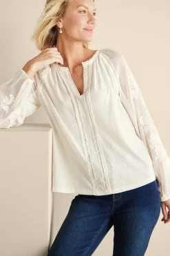 Soft Surroundings Enya Embroidered Top><noscript><img width=