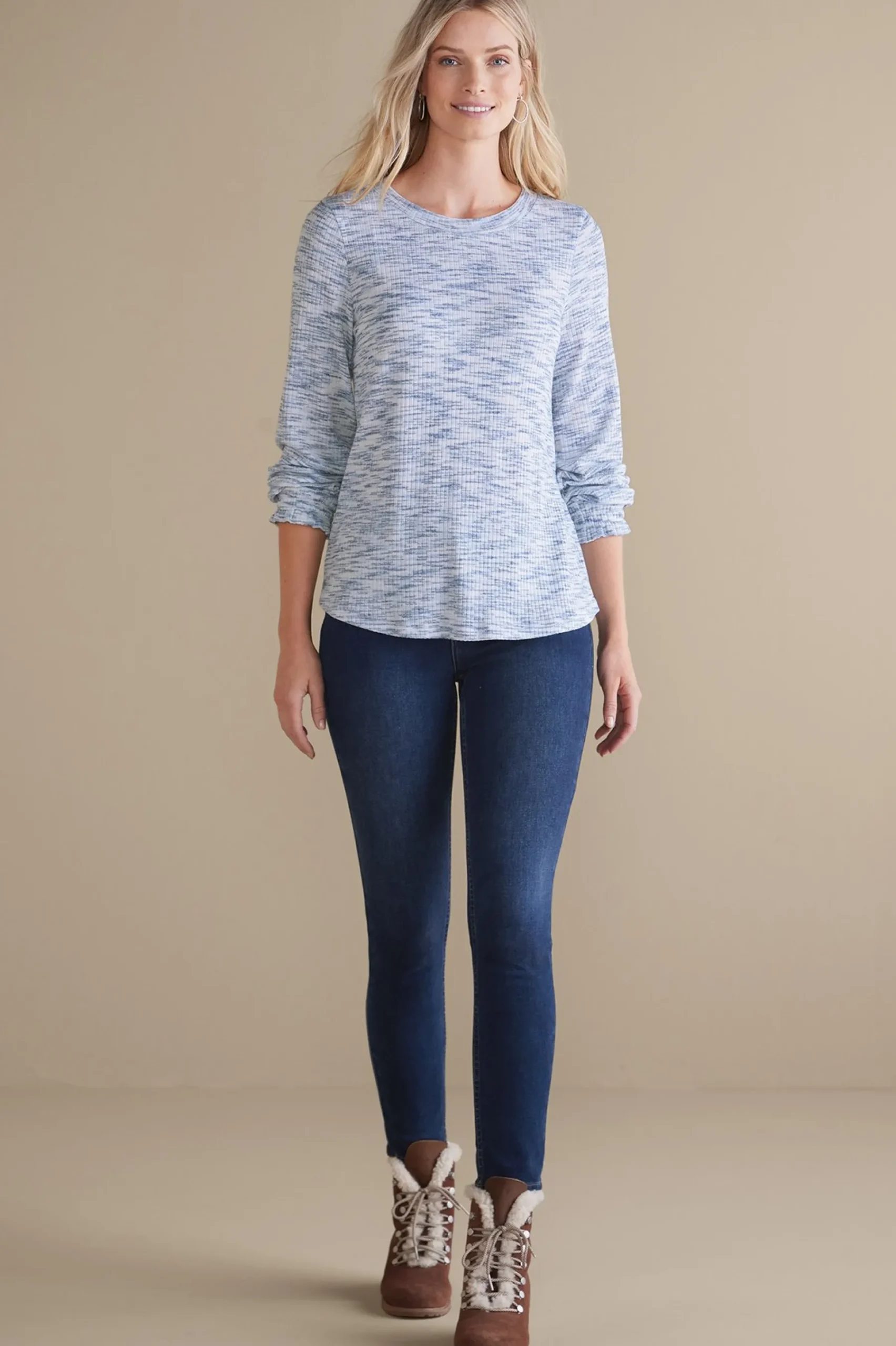 Soft Surroundings Evie Space-Dye Top> Everyday Styles|long sleeve