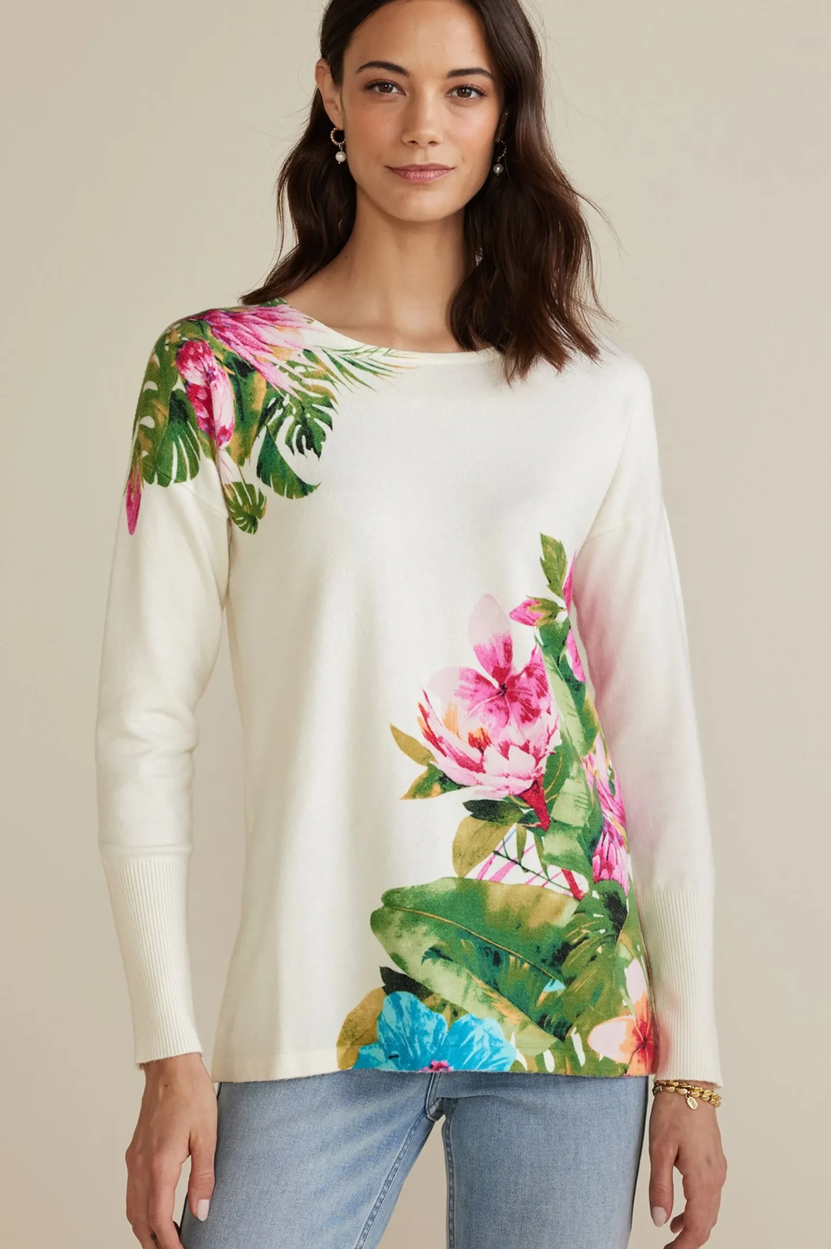 Soft Surroundings Garden Bloom Sweater> Sweaters & Cardigans|sweaters