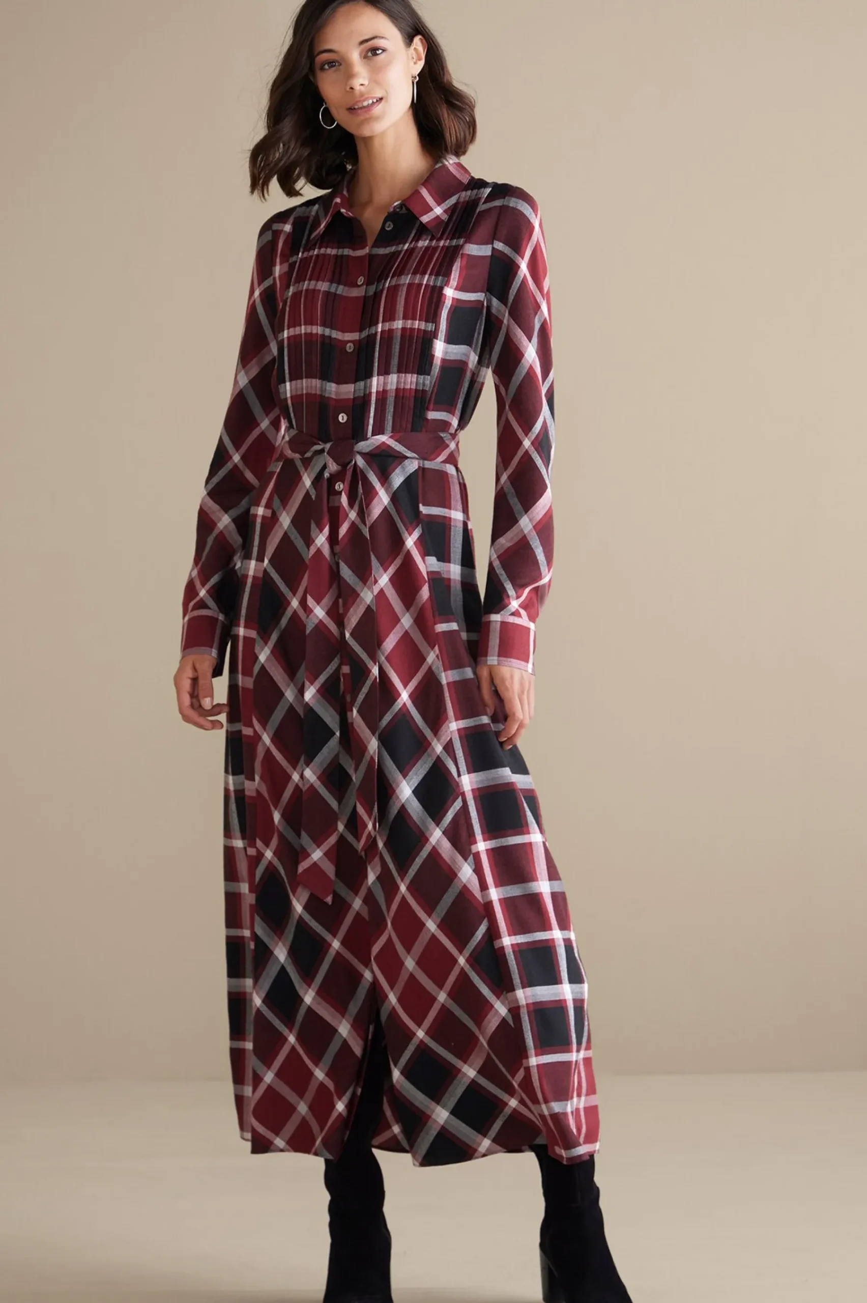 Soft Surroundings Gayle Tartan Dress> Everyday Styles|patterned