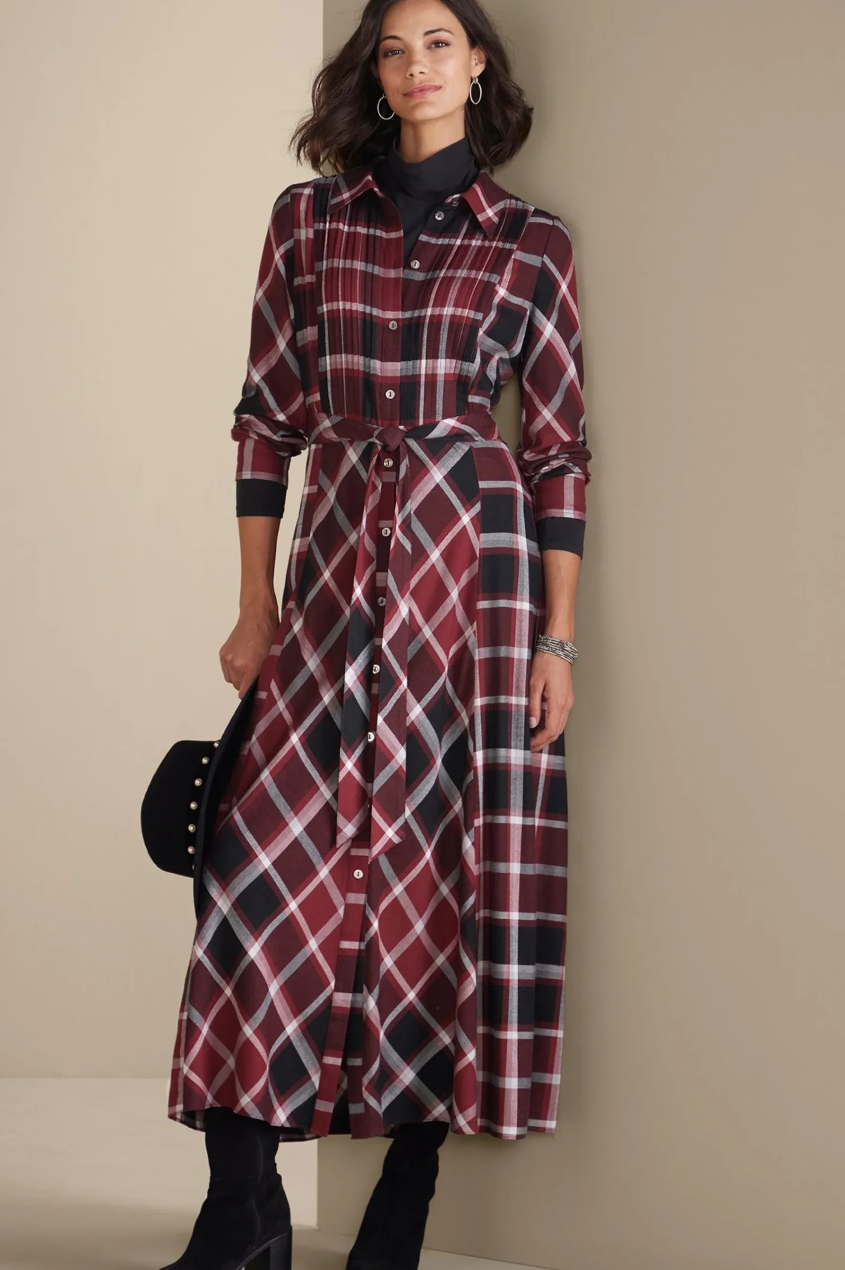 Soft Surroundings Gayle Tartan Dress> Everyday Styles|patterned