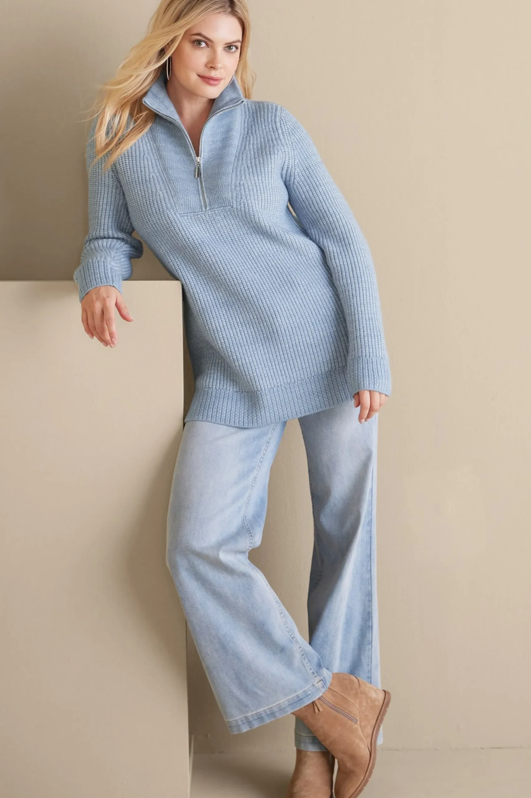Soft Surroundings Hallie Half Zip Sweater> Into The Blues|Everyday Styles