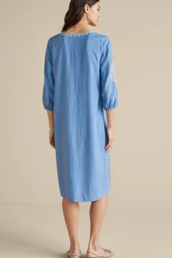 Soft Surroundings Hasana Linen Blend Midi Dress><noscript><img width=