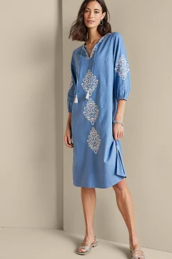 Soft Surroundings Hasana Linen Blend Midi Dress><noscript><img width=