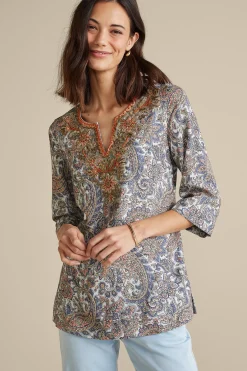Soft Surroundings Kaimana Embellished Tunic> Global Artistry|long sleeve