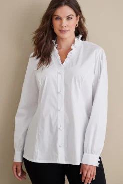Soft Surroundings Kata Ruffle Collar Shirt> Feminine Flourish|long sleeve