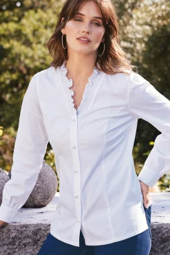 Soft Surroundings Kata Ruffle Collar Shirt><noscript><img width=