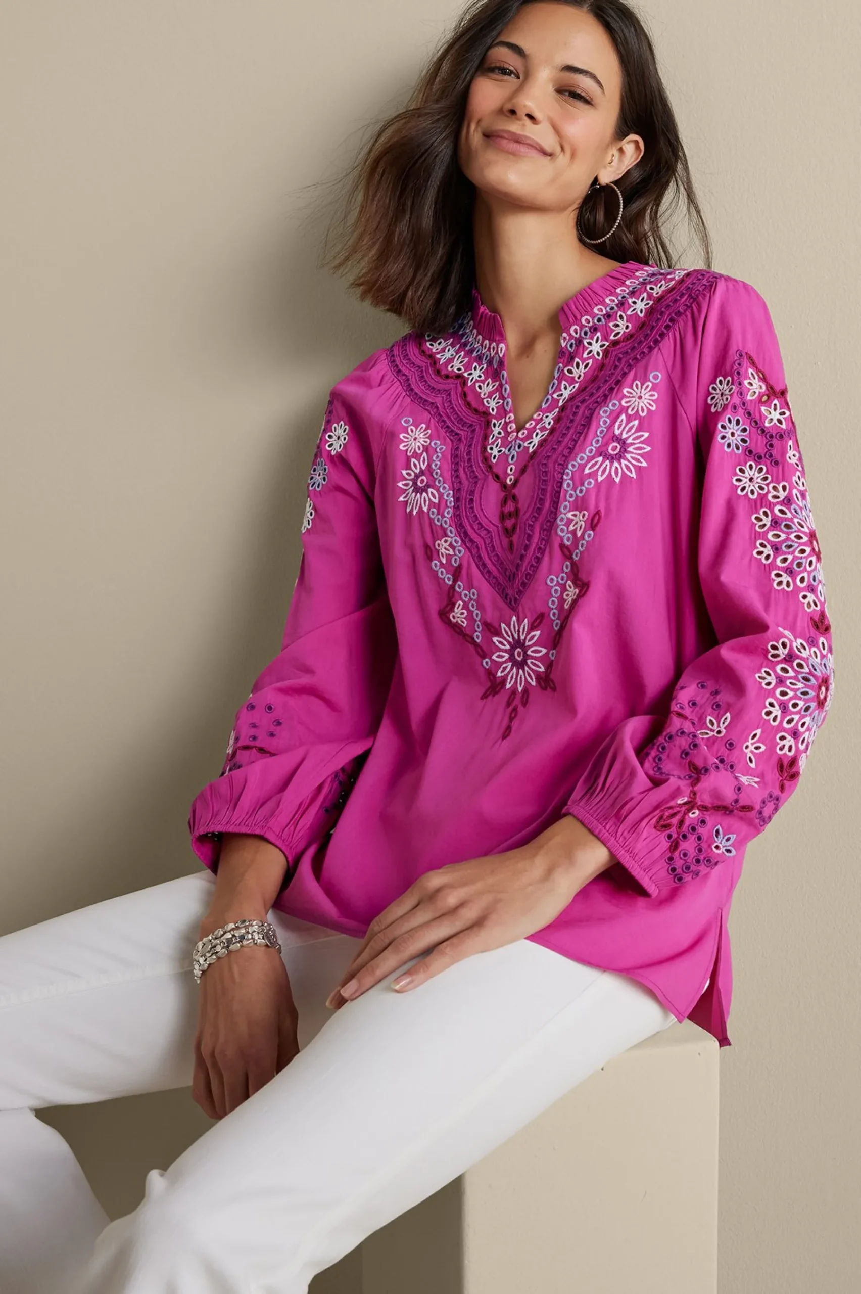 Soft Surroundings Laney Voile Blouse> Feminine Flourish|Vacation Shop