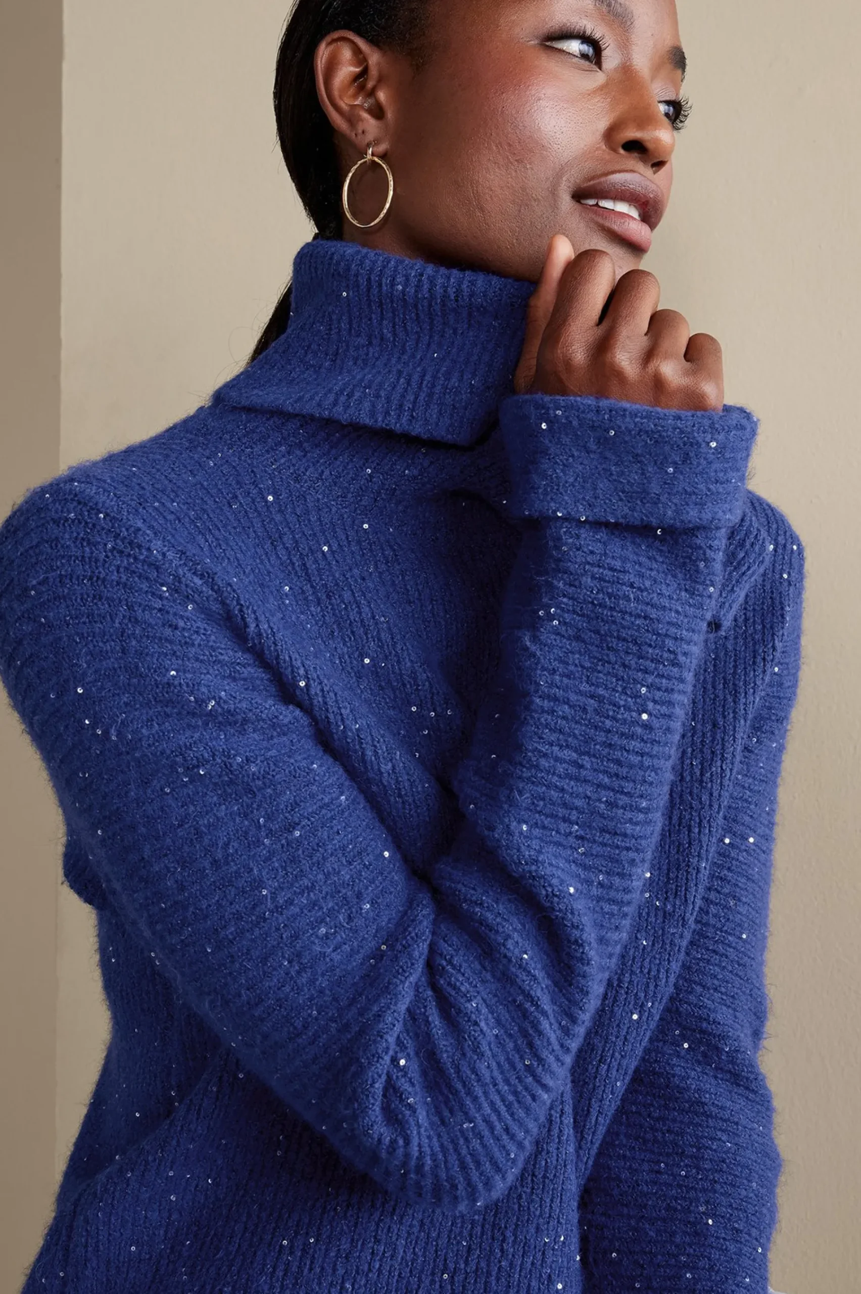 Soft Surroundings Linley Sequin Sweater> Into The Blues|Sweaters & Cardigans