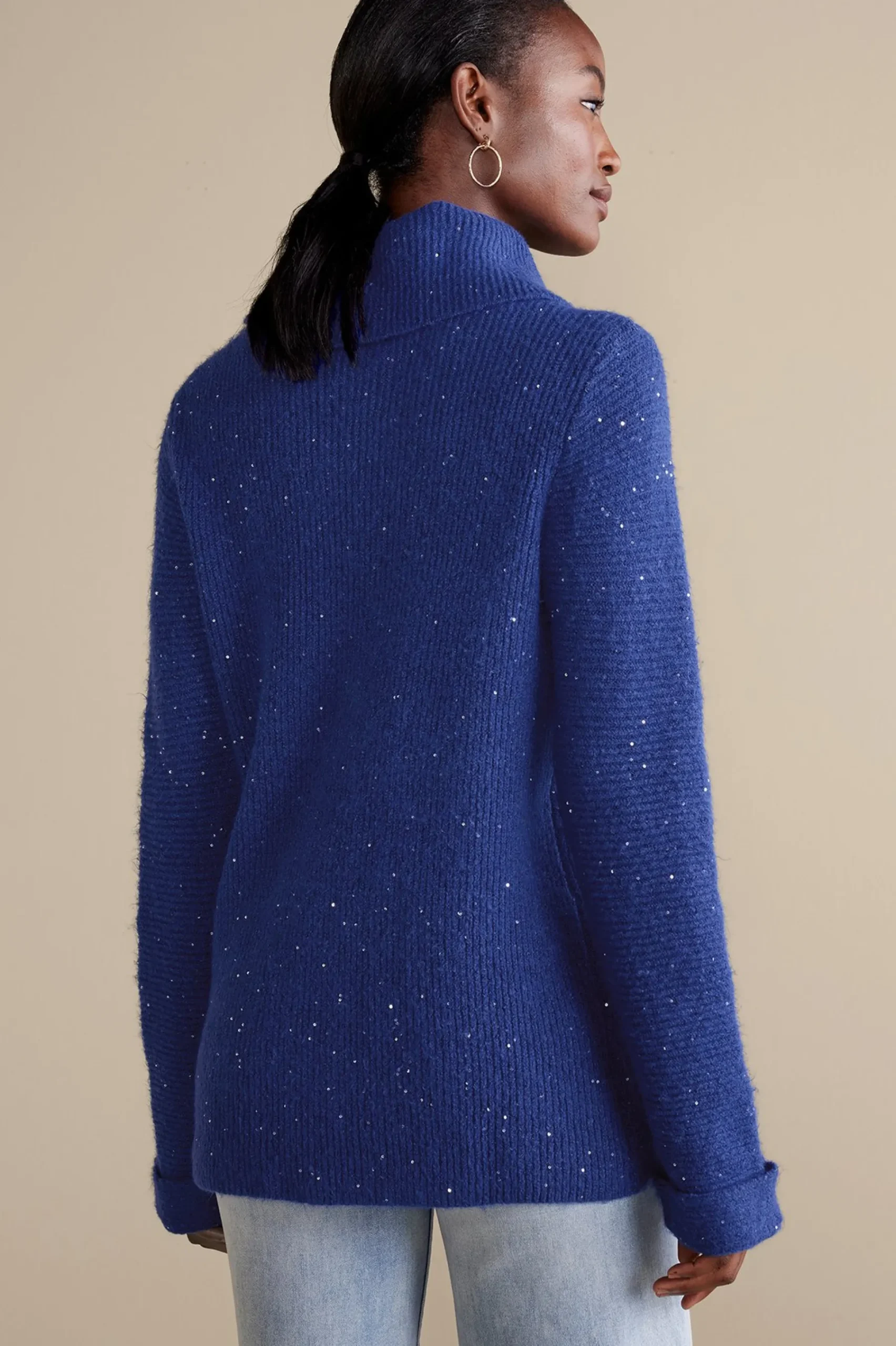 Soft Surroundings Linley Sequin Sweater> Into The Blues|Sweaters & Cardigans
