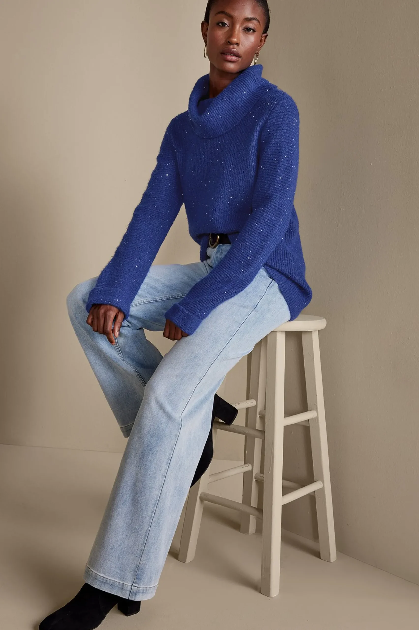 Soft Surroundings Linley Sequin Sweater> Into The Blues|Sweaters & Cardigans