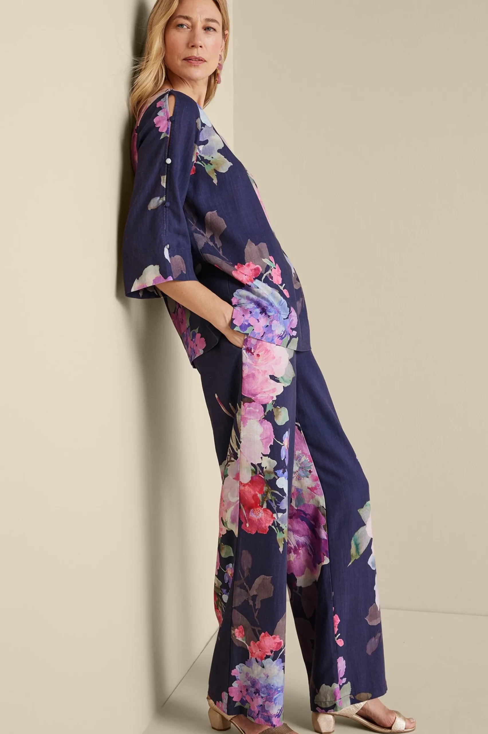 Soft Surroundings Lizette Wide-Leg Pant> Feminine Flourish|Into The Blues