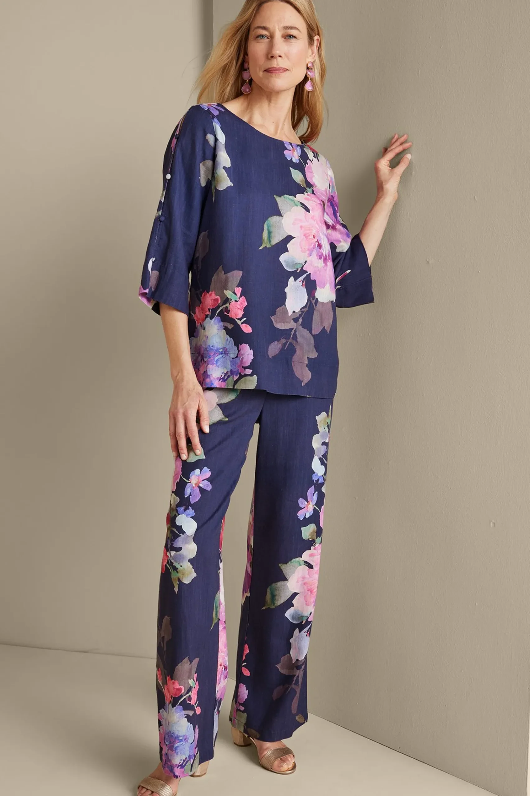 Soft Surroundings Lizette Wide-Leg Pant> Feminine Flourish|Into The Blues