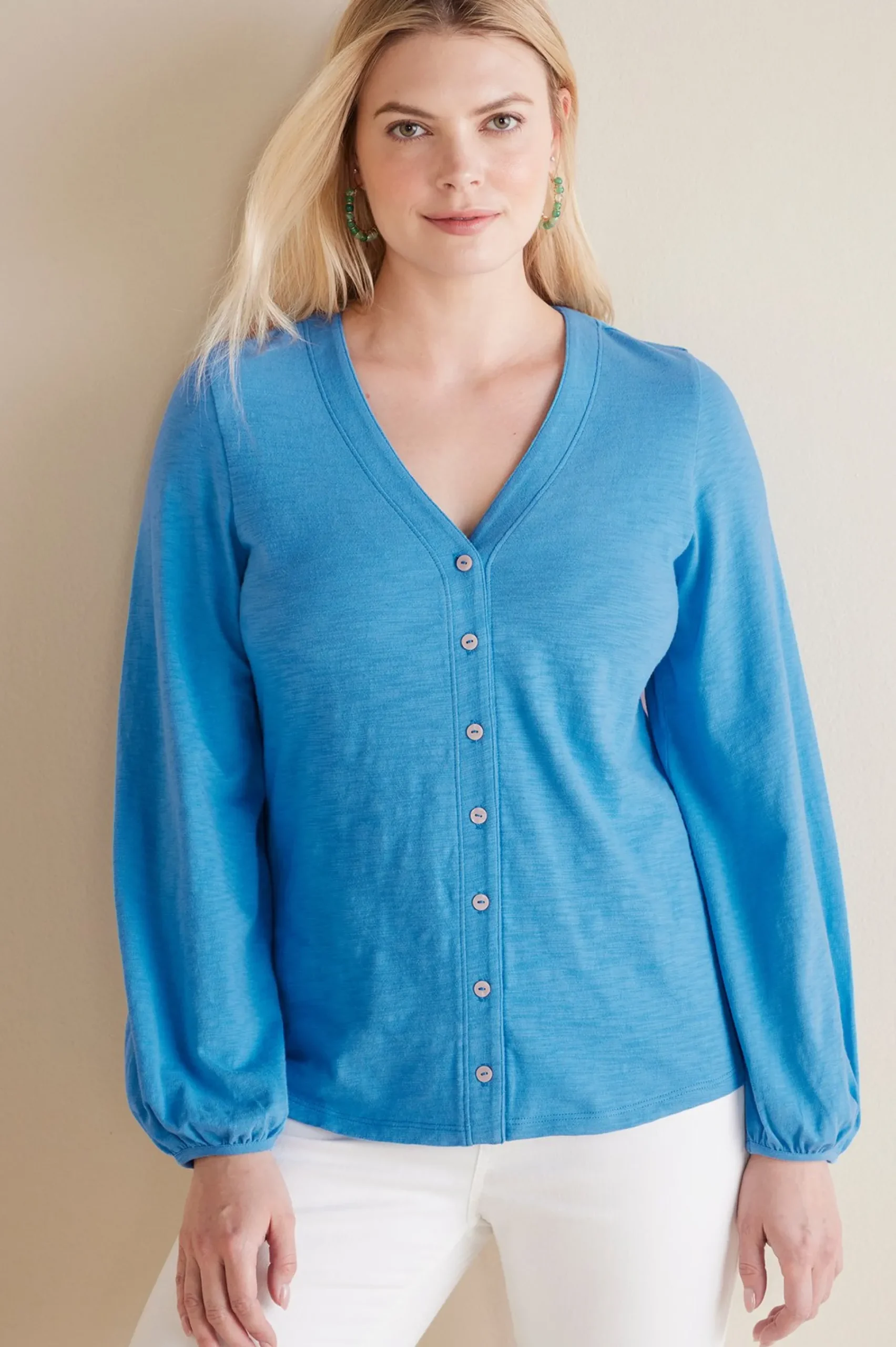 Soft Surroundings Lorna Button Front Top> long sleeve|shirts