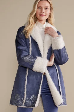 Soft Surroundings Lucerne Shearling Coat> Into The Blues|Jackets & Coats
