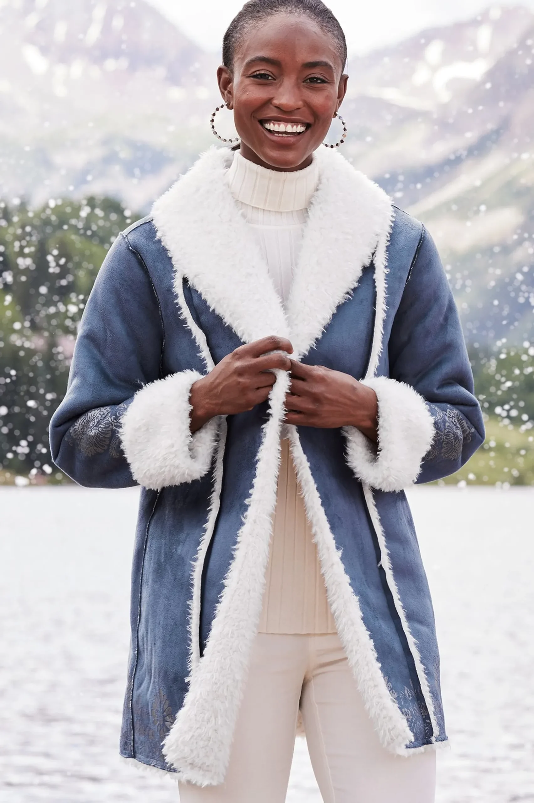 Soft Surroundings Lucerne Shearling Coat> Into The Blues|Jackets & Coats