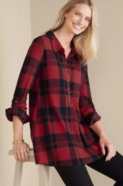 Soft Surroundings Mad About Plaid Tunic><noscript><img width=