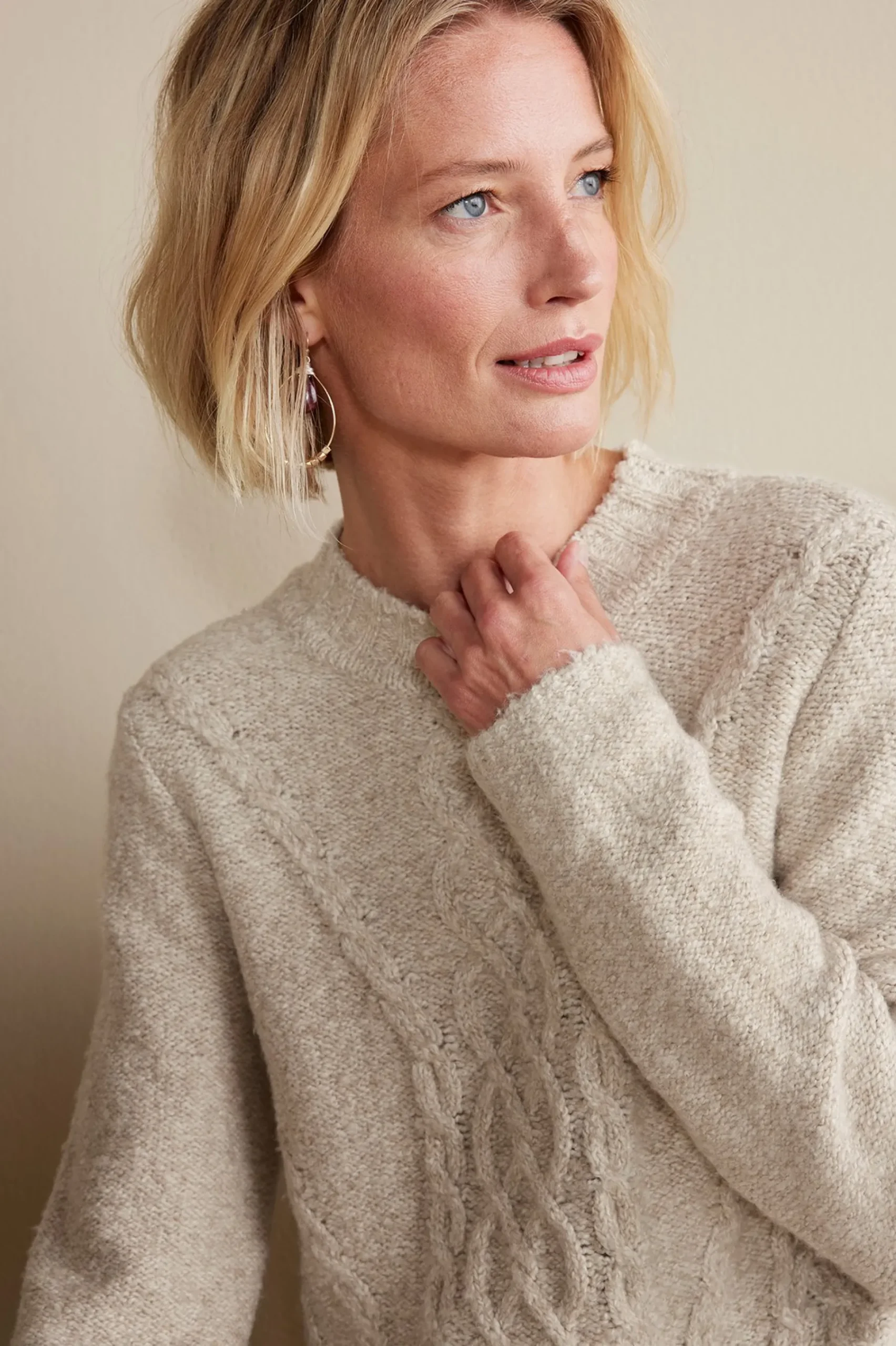 Soft Surroundings Marianna Cable Sweater> Sweaters & Cardigans|long sleeve