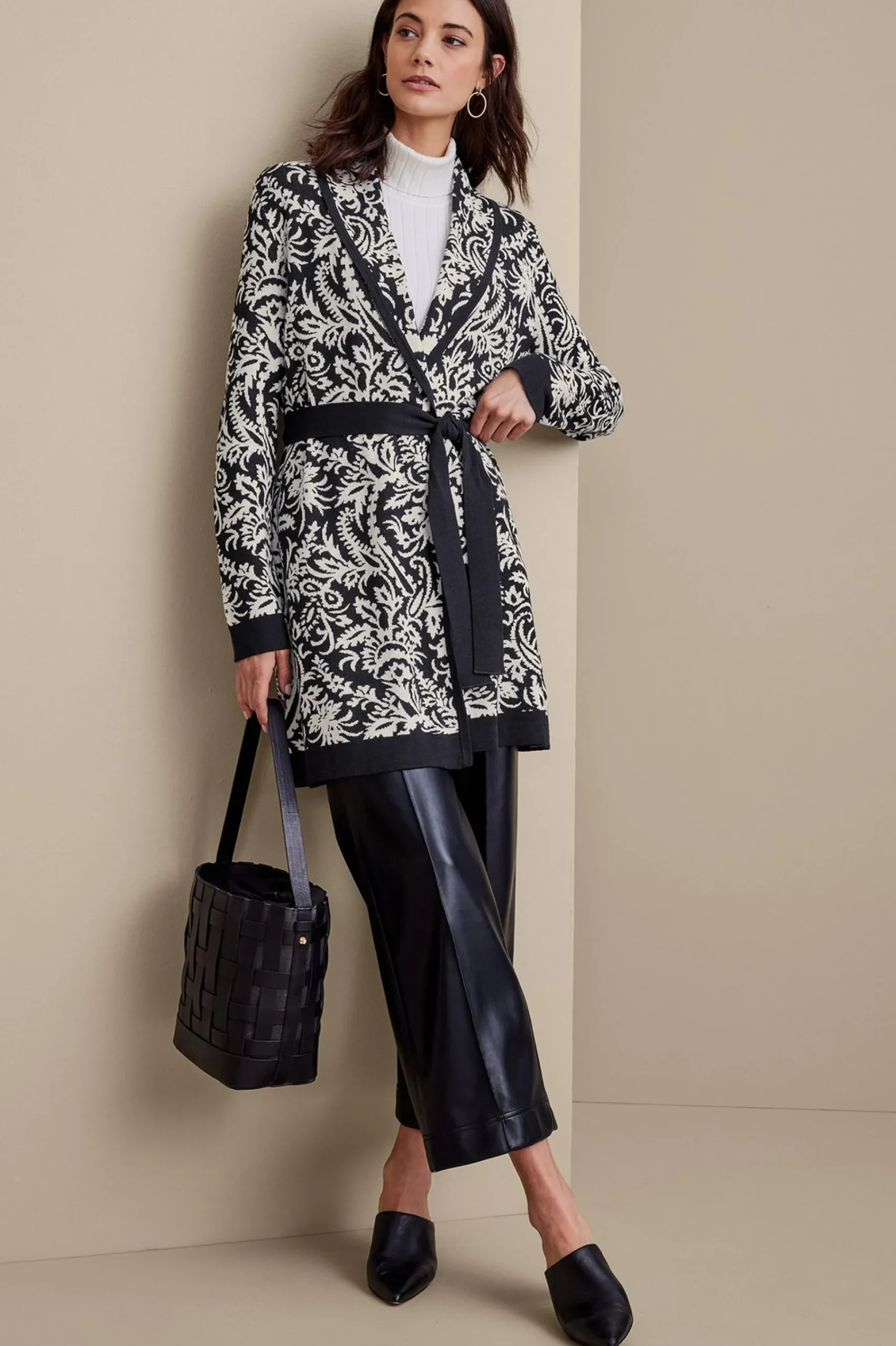 Soft Surroundings Marika Jacquard Cardigan> Feminine Flourish|Sweaters & Cardigans