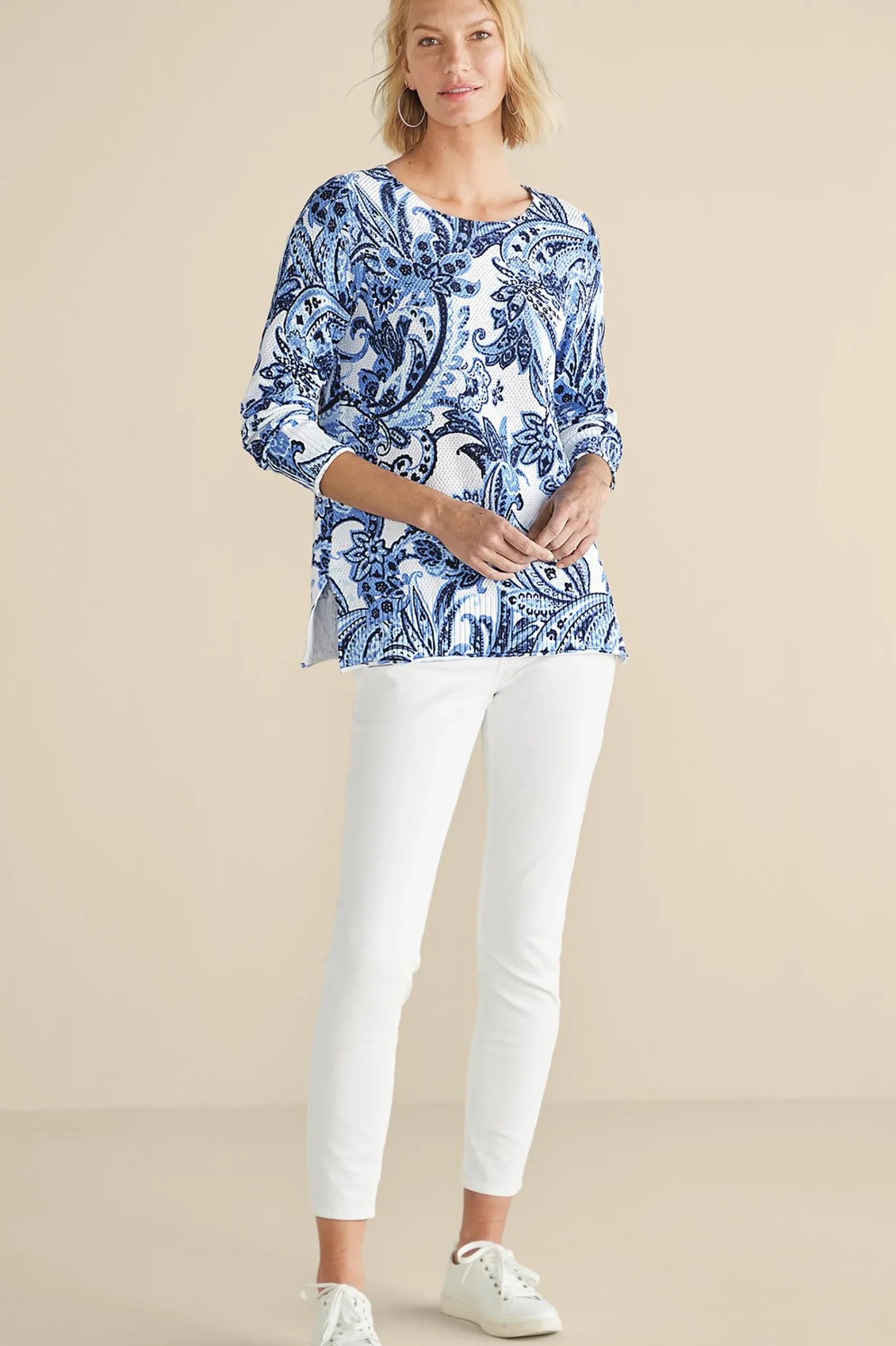Soft Surroundings Marin Sweater> Feminine Flourish|Into The Blues