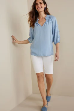 Soft Surroundings Marisol TENCEL™ Top> three quarter length|pullovers