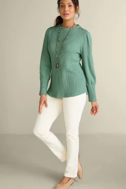 Soft Surroundings Melina Waffle Pullover> long sleeve|pullovers