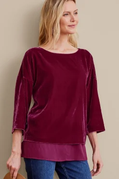 Soft Surroundings Millie Velvet Tunic> EVelvet Styles|three quarter length