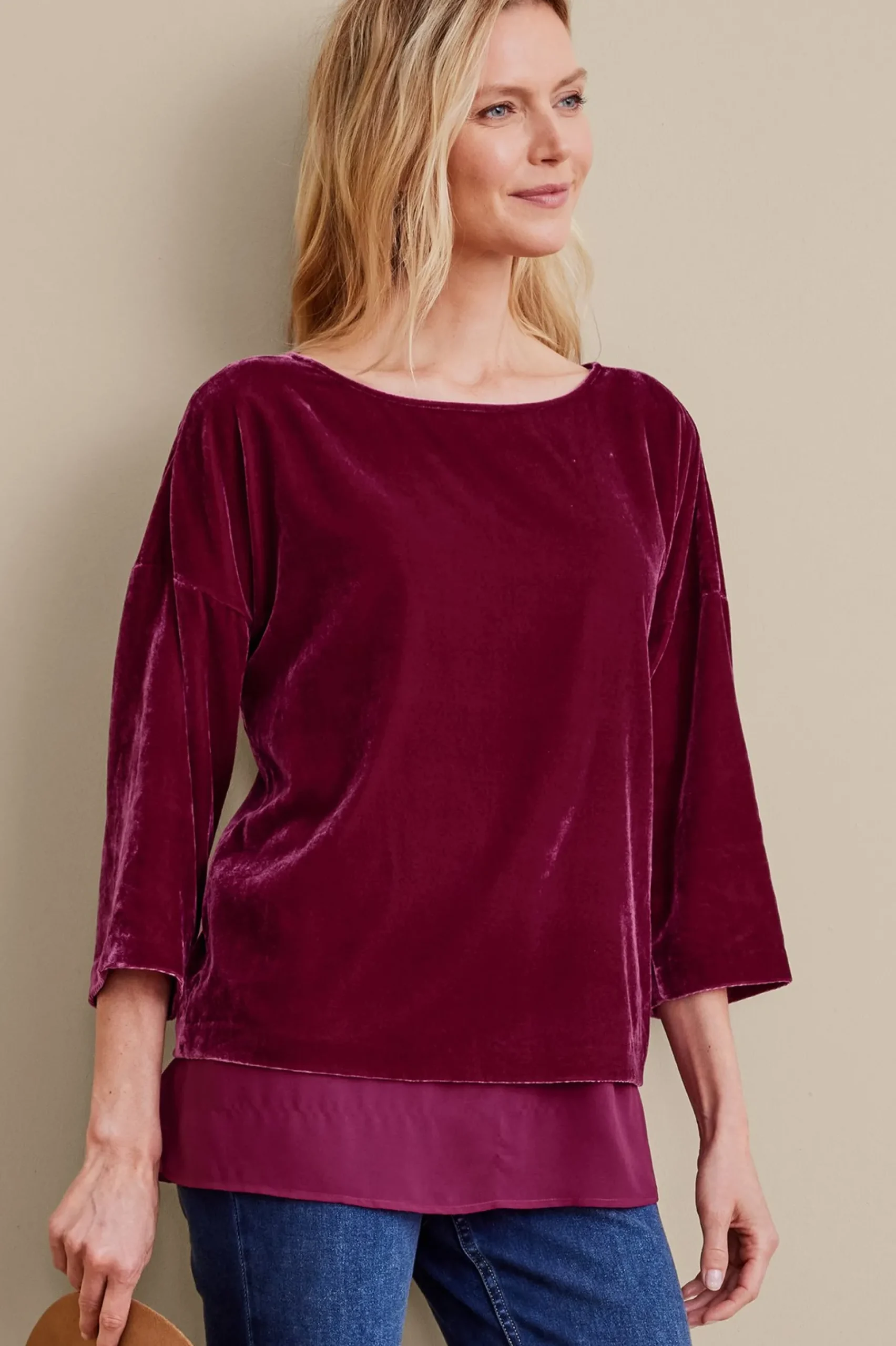 Soft Surroundings Millie Velvet Tunic> EVelvet Styles|three quarter length