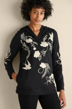 Soft Surroundings Miraflores Embroidered French Terry Hoodie> Wear Now Styles|long sleeve