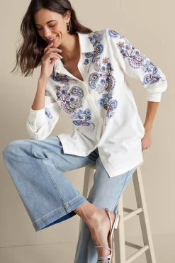 Soft Surroundings Nadia Linen Blend Shirt><noscript><img width=