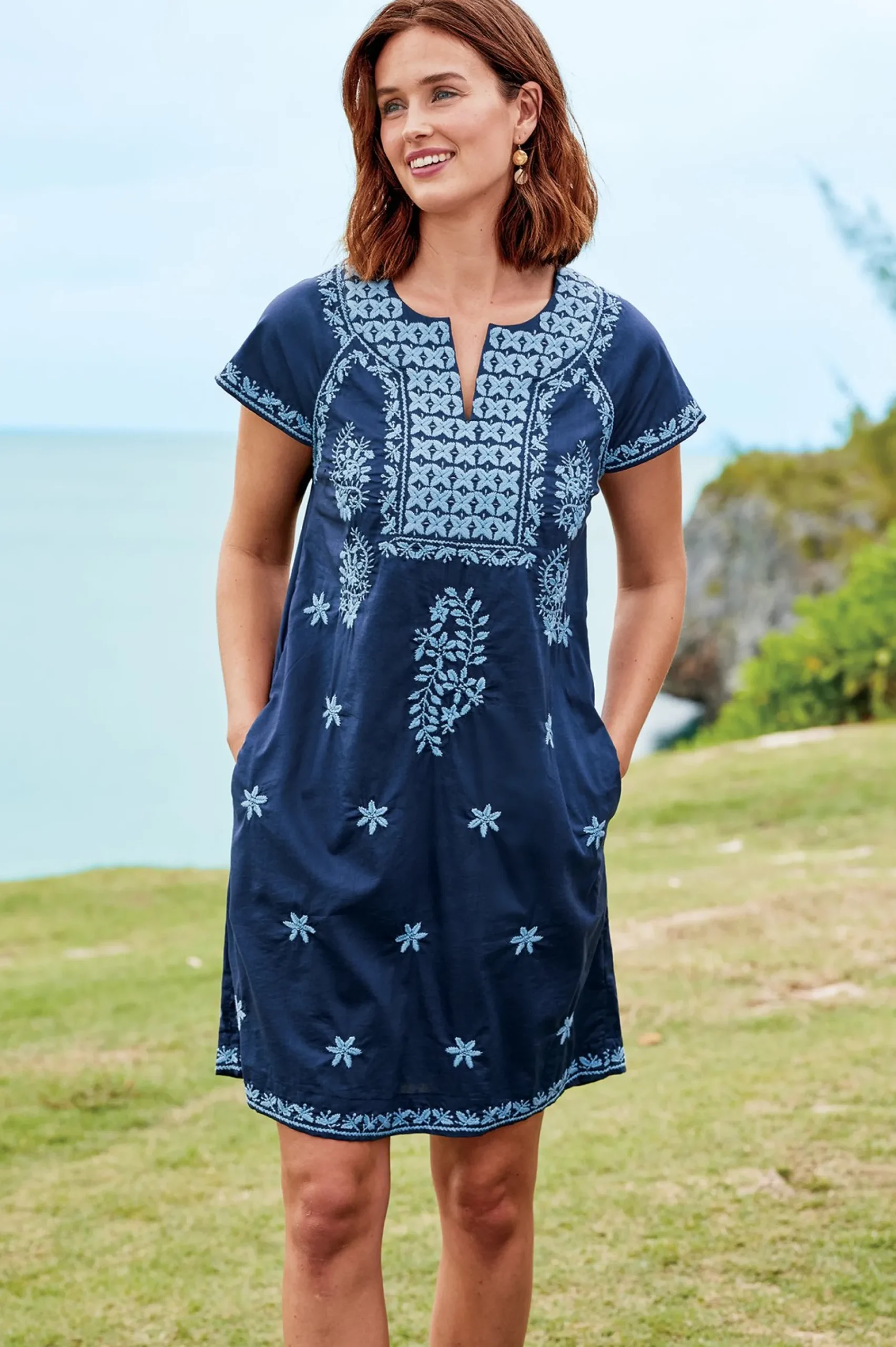 Soft Surroundings Petites Davina Short Dress> Into The Blues|Global Artistry