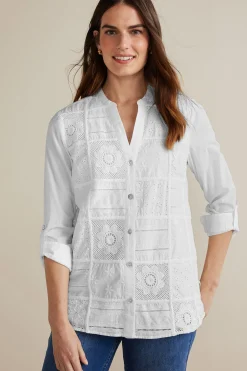 Soft Surroundings Petites Eleanor Crochet Shirt> Feminine Flourish|Global Artistry