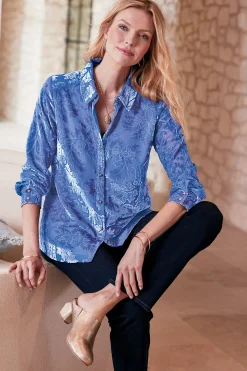 Soft Surroundings Petites Floreat Velvet Shirt><noscript><img width=